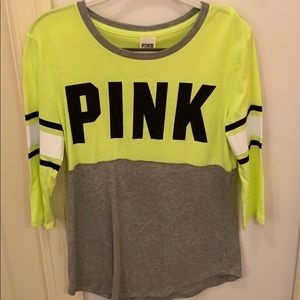 Pink Yellow and Grey Long Sleeve T-shirt